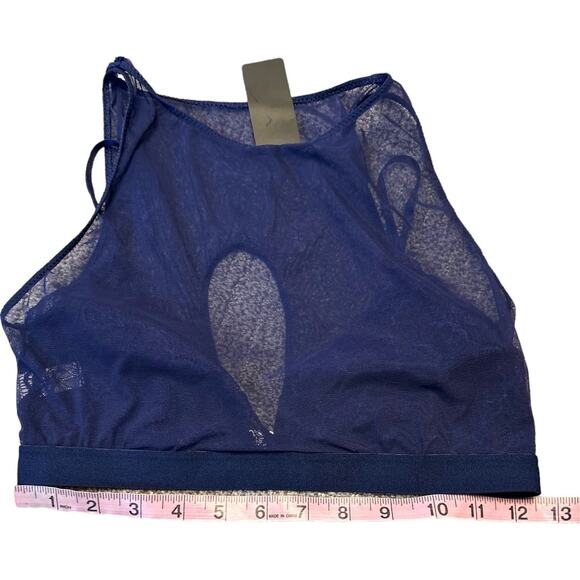 NWT Very Sexy Youmita Floral Lace BLue Mesh Overlay Bralette Fits S/M - Picture 4 of 7